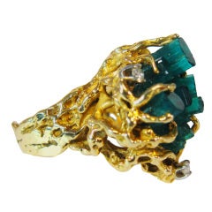 Rare 1960
s Emerald, Gold 
Diamond Ring