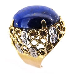 Superbly Chic Lapis and Gold Dome Ring
