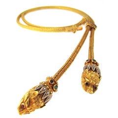 LALAOUNIS Gold Diamond Ruby Sapphire Chimera Long Necklace