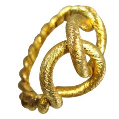 Bold Italian Knot & Rope Gold Bangle Bracelet