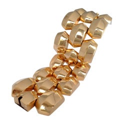 Exceptional Oversized Chunky Gold Tank Link 40's Bracelet