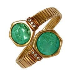 Vintage Classical Gold & Turquoise Signet Bracelet