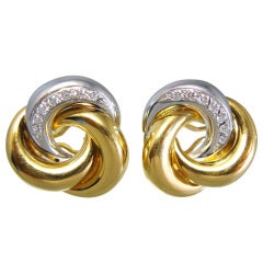 Elegant 2 Tone Gold and Diamond Elaced Earrings