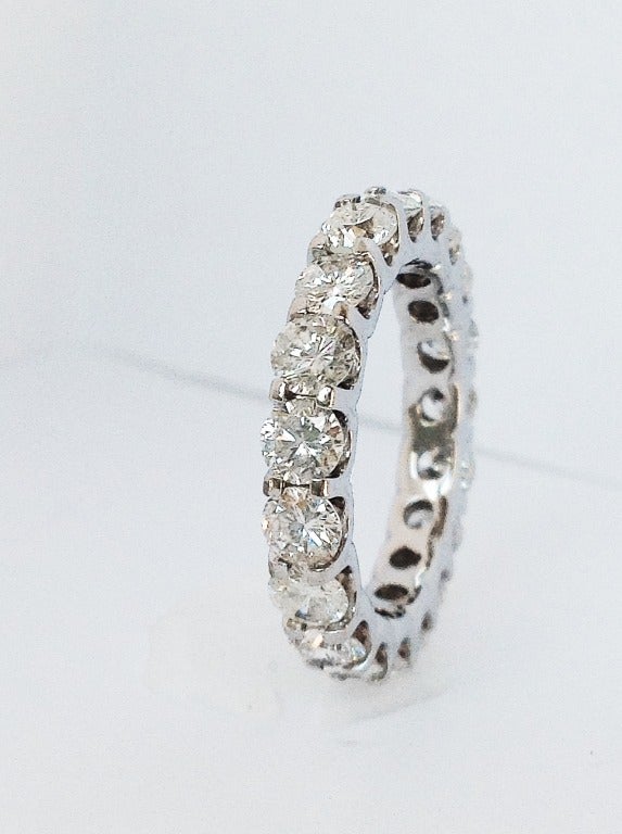Superb 5.92 cts diamond, brilliant cut, eternity band. Wonderful to ware alone or next to your solitaire engagement ring or as an upgrade to a wedding band. 
I like wearing them combined to other rings I ware, as well as a ring guard. 
Diamonds