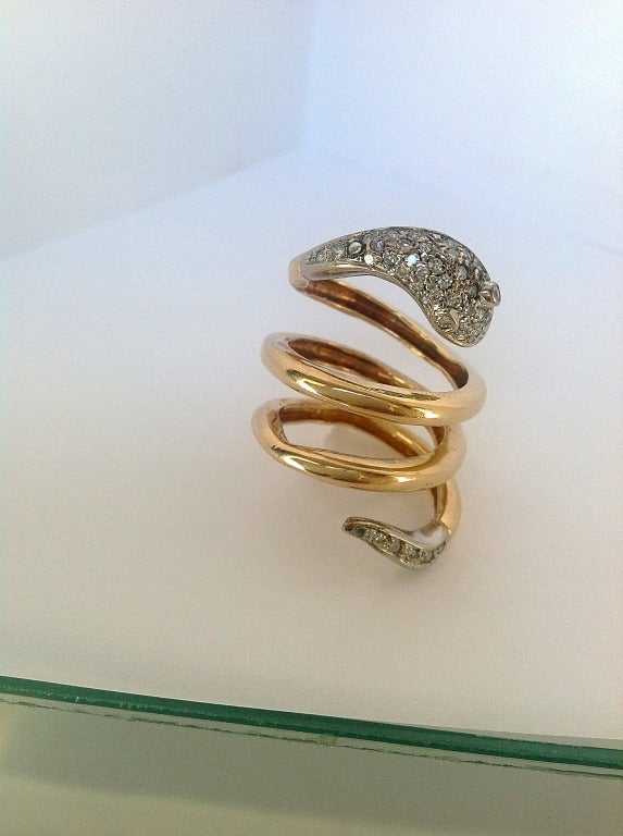 Snake Gold & Diamond Spiral Ring