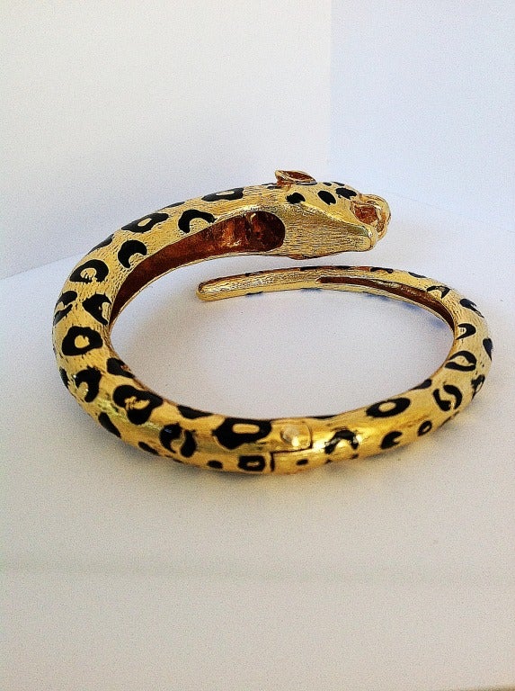 Women's Classic Chic Gold & Enamel Leopard Bracelet