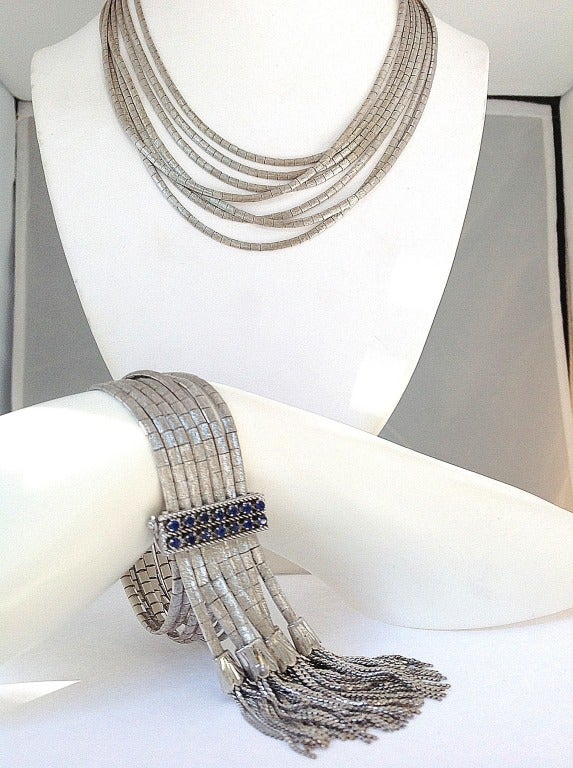 Superb Demi Parure Sapphire White Gold Necklace / Bracelet