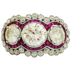 Magnificent Ruby Three Diamond Ring