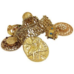 Opulent Chunky Gold Charm Bracelet