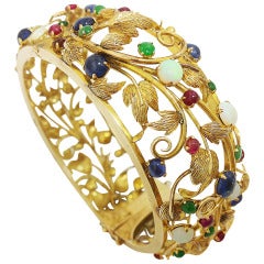 Classic Gold & Colored Gemstones Bangle