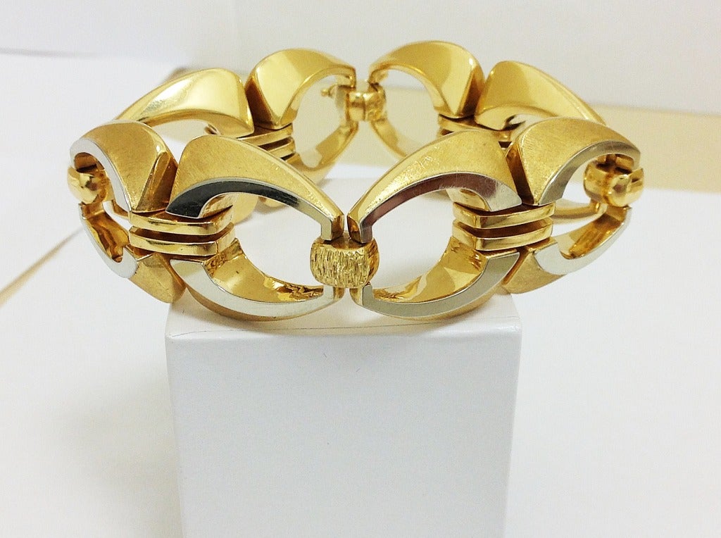 Stunning 1960's Space Age Inspired Gold Link Bracelet