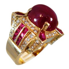 Magnificent Diamond 
Ruby Cabochon Ring