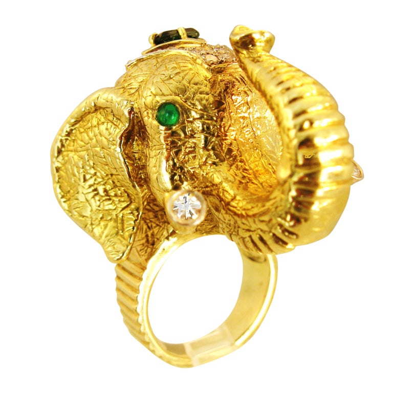 Le Triomphe bold Elephant Gold Ring at 1stDibs