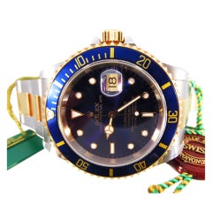 ROLEX Stainless Steel and Gold Submariner with Blue Bezel and Dial