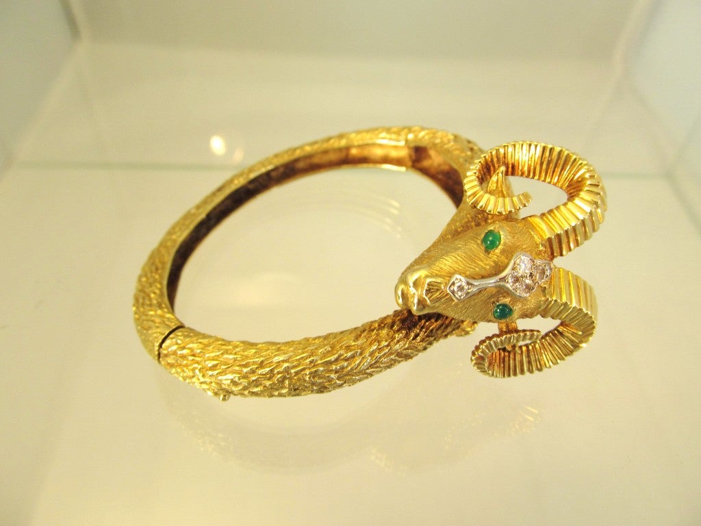 Le Triomphe Gold Rams Head Bangle / Bracelet 1