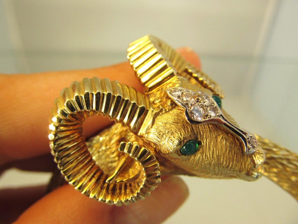 Le Triomphe Gold Rams Head Bangle / Bracelet 3