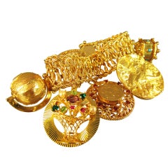 Vintage Very Large Gold Charm Bracelet