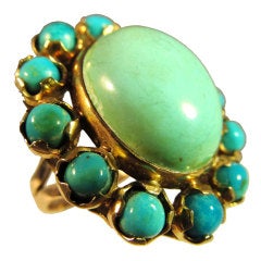 Large Antique Persian Turquoise Cocktail Ring