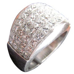 Superb Platinum and Diamond Princess Invisible Pave Ring