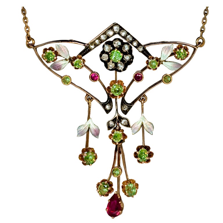 Art Nouveau Russian Demantoid Necklace at 1stdibs