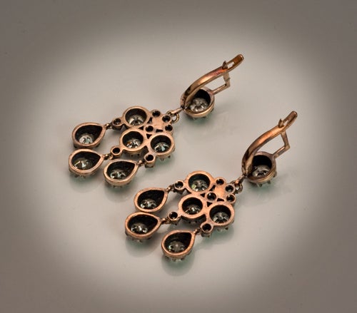4.40 Carats Antique Style Girandole Diamond Earrings 1