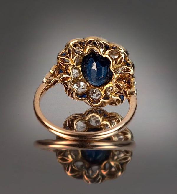 Antique Sapphire Diamond Cluster Ring 2