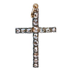 Antique Georgian Rose Diamond Cross Pendant