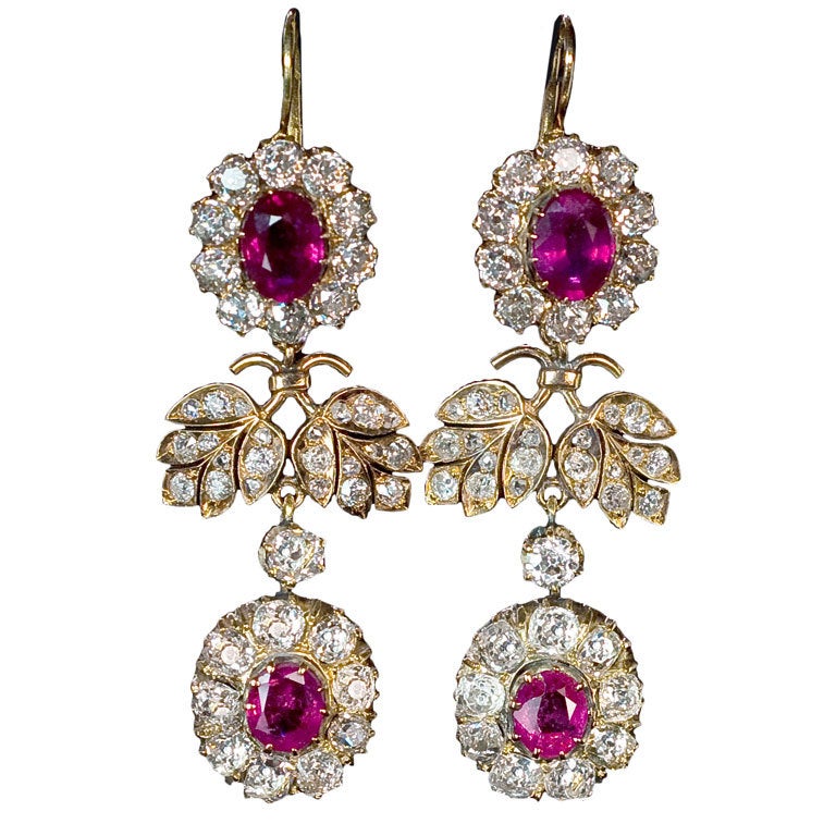 Imperial Era Russian Double Cluster Earrings