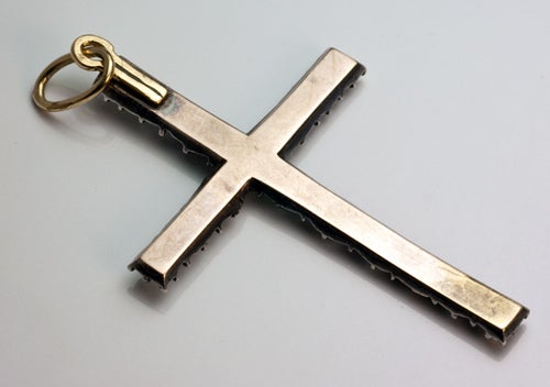 Women's or Men's Antique Georgian Rose Diamond Cross Pendant