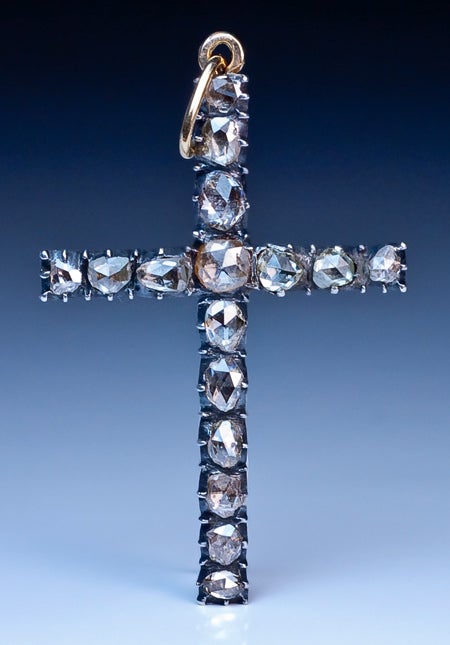 Antique Georgian Rose Diamond Cross Pendant 1