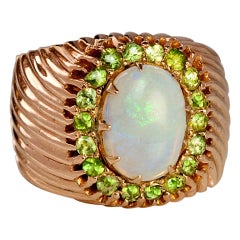 Antique Russian Opal Demantoid Rose Gold Ring