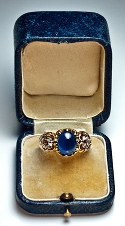 Sapphire and Diamond Antique Russian Men's Ring 1