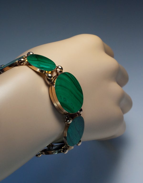 Women's Antique Russian 19th Century Malachite Gold Parure