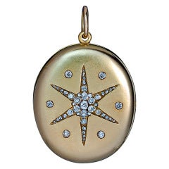 Large Vintage Russian Diamond Star Pendant Locket