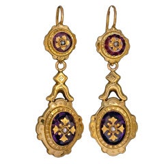 19th Century French Amethyst Gold Earrings