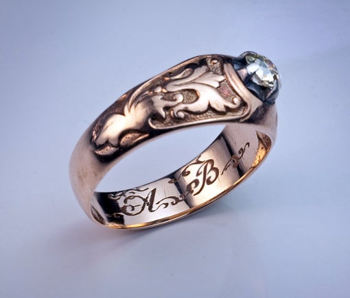 antique rose gold mens ring