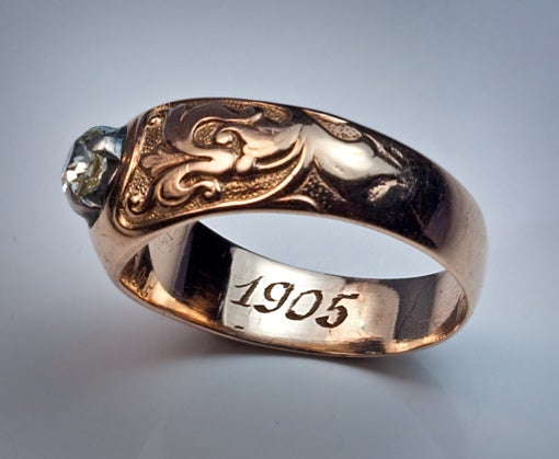 Edwardian Antique Diamond Solitaire Rose Gold Men's Ring
