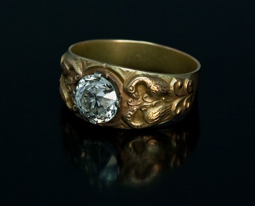 Women's  Russian Medieval Style Men's Gold Ring 