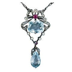 Edwardian Era Aquamarine Diamond Necklace