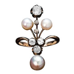 Antique Belle Epoque Russian Pearl Diamond Ring