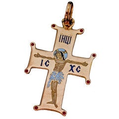 Faberge Byzantinisches Brustkreuz aus emailliertem Gold