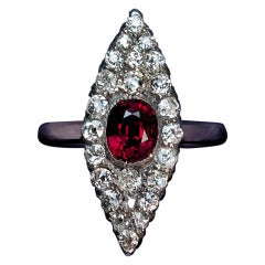 Antique Ruby Diamond Marquise Ring