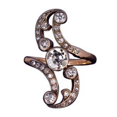 Antique Belle Epoque Diamond Swirl Ring