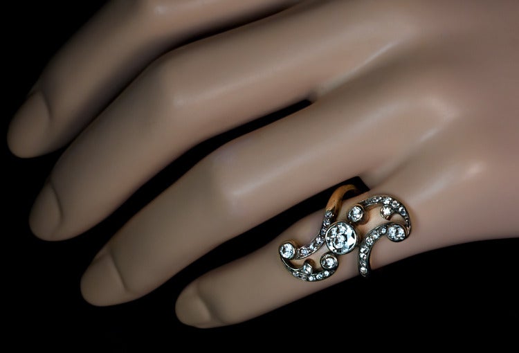 Art Nouveau Belle Epoque Diamond Swirl Ring