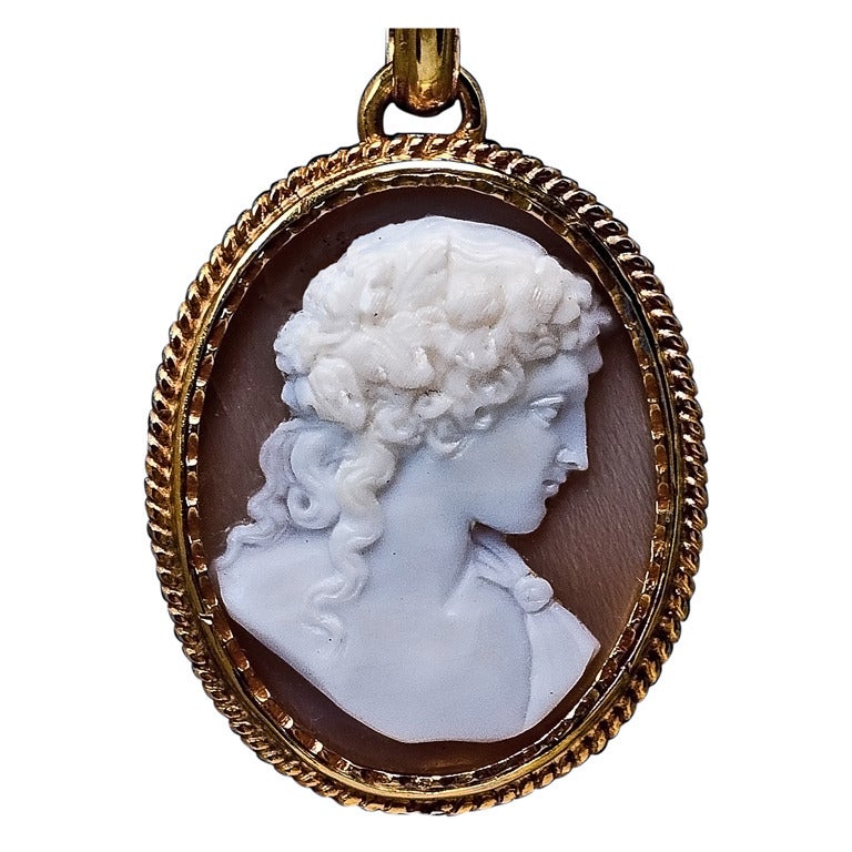 Antique Cameo Gold Locket Necklace For Sale