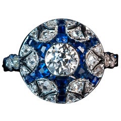 Art Deco Diamond Sapphire Star Ring