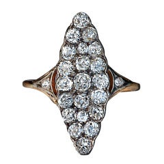 Antique Russian Marquise Shaped Diamond Cluster Ring