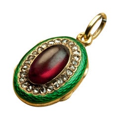 Antique French Jeweled and Enameled Locket Pendant