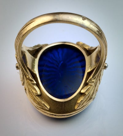 Victorian Antique French Guilloche Enamel Locket Ring