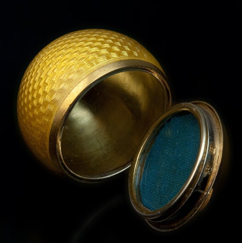 Antique Russian Guilloche Enamel Ball Locket Pendant 1